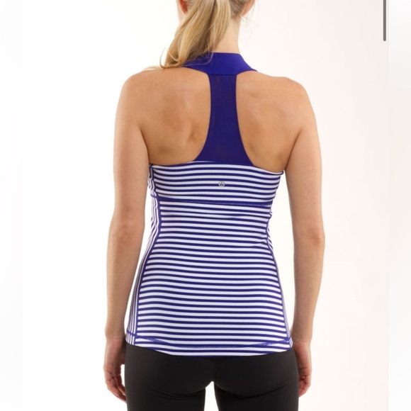 lululemon athletica Tops - Lululemon Athletica Blue & White Striped Scoop Neck Tank Top